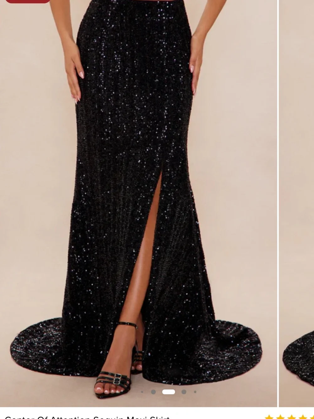 NWT Fashion Nova Luxe Black Sequin High-Slit Maxi Skirt